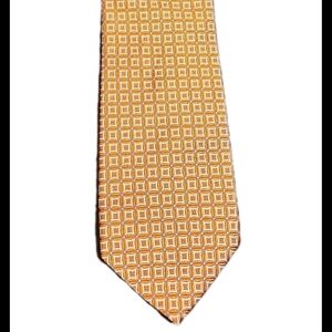 Brooks Brothers 346 Orange Men's 100% Pure Silk‎ Geometric Necktie Made in USA